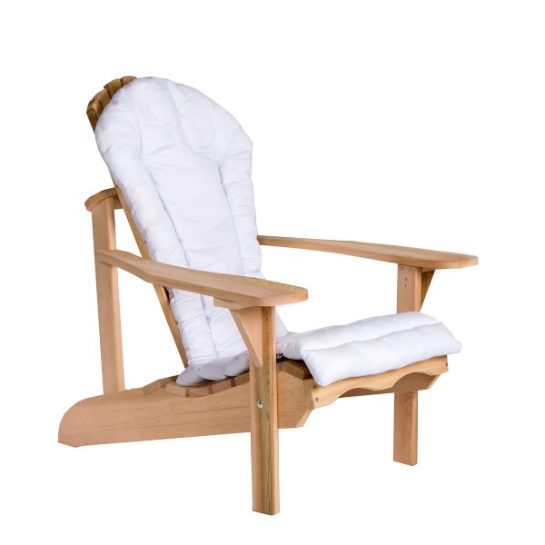 Summer Cedar Adirondack Chair Cushion (White) with white cushions, isolated on a white background, available at SummerCedar.com. summercedar.com