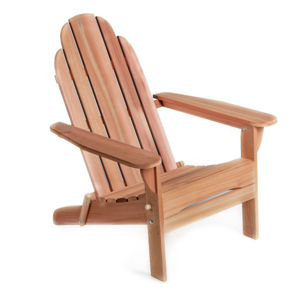 Summer Cedar A classic wooden Folding Adirondack chair isolated on a white background, perfect for a Summer Cedar setting. summercedar.com