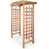 Summer Cedar Wooden garden arbor with lattice design isolated on a white background, available at Summer Cedar. summercedar.com