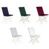Summer Cedar A collection of five folding chairs with padded seats and backrests, displayed in different colors: blue, green, red, grey, and white. Available at Summer Cedar. summercedar.com
