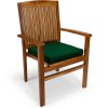 Summer Cedar Classic cedar wooden chair with vertical slats and a green cushion, isolated on a white background. summercedar.com