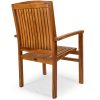 Summer Cedar A sturdy Summer Cedar wooden chair with vertical back slats and armrests, isolated on a white background. summercedar.com