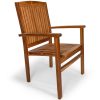 Summer Cedar Elegant wooden armchair with vertical back slats, crafted from a rich, warm-toned cedar wood, shown in an isolated setting against a white background on summercedar.com. summercedar.com