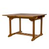 Summer Cedar A Summer Cedar table with a clear finish, featuring a plank-style top and sturdy trestle base, isolated on a white background. summercedar.com