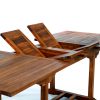 Summer Cedar Wooden patio dining set with table and two angled chairs on a white background, available at Summer Cedar. summercedar.com