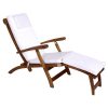 Summer Cedar Wooden deck chair with white cushions on a white background. summercedar.com